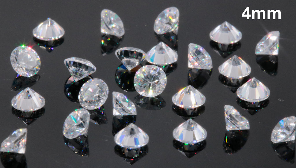 White Cubic Zirconia Parcel 25pcs, 50pcs, 100pcs Gemstone Parcel Faceted White Cubic Zirconia Loose Stone White Cubic Zirconia 2mm 3mm 4mm SKU:114866-Cubic Zirconia-Planet Gemstones