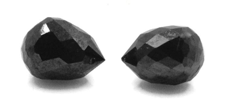 Black Diamond Diamond Briolette Black Diamond Beads Black Diamond Drops Natural Black Diamond 4X3MM 1.20CT PAIR SKU 00110315-Diamond Beads-Planet Gemstones