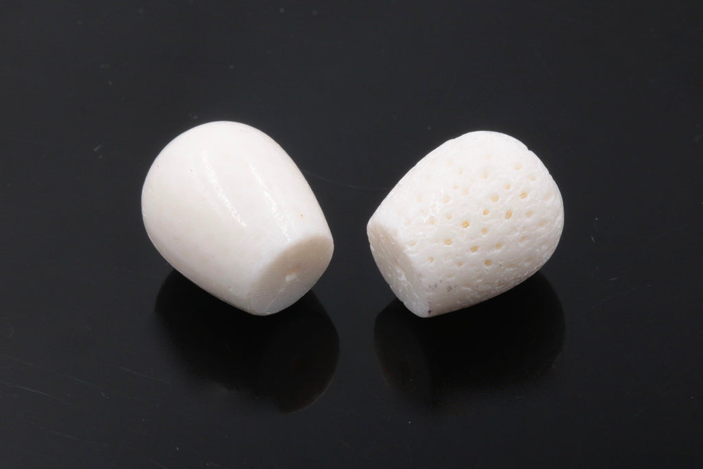 Natural White Coral Beads Sponge Coral Tapered Barrel 15x17mm 2pcs SET DIY Jewelry Supplies beads SKU 00111545-Beads-Planet Gemstones