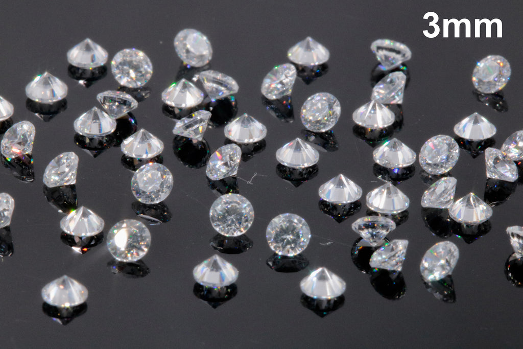 White Cubic Zirconia Parcel 25pcs, 50pcs, 100pcs Gemstone Parcel Faceted White Cubic Zirconia Loose Stone White Cubic Zirconia 2mm 3mm 4mm SKU:114866-Cubic Zirconia-Planet Gemstones