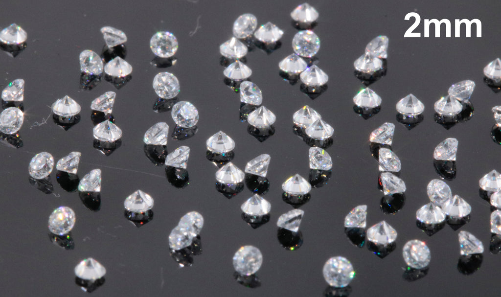 White Cubic Zirconia Parcel 25pcs, 50pcs, 100pcs Gemstone Parcel Faceted White Cubic Zirconia Loose Stone White Cubic Zirconia 2mm 3mm 4mm SKU:114866-Cubic Zirconia-Planet Gemstones