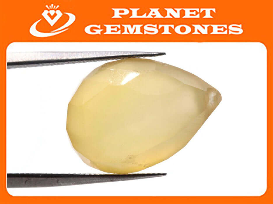 Yellow Chalcedony 17x12mm Faceted Pear Briolette Amazing Item at Jewelry 9.60ct DIY Jewelry Supplies SKU:113067-Planet Gemstones