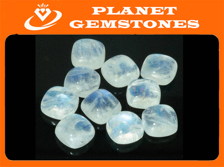 Natural Moonstone Blue moonstone Rainbow Moonstone June Birthstone Moonstone DIY jewelry Supplies Moonstone cabs 10mm 1 pc 4.72ct-Planet Gemstones