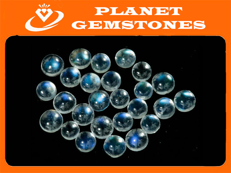 Natural Moonstone Blue moonstone Rainbow Moonstone June Birthstone Moonstone DIY jewelry Supplies Moonstone cabs Round 2.25mm 5PCS 0.26ct-Planet Gemstones