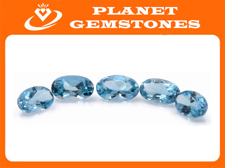 Natural Aquamarine Loose Gemstone DIY Jewelry Supplies 5PCS SET 5x3mm, 1ct SKU: 00111150-Aquamarine-Planet Gemstones