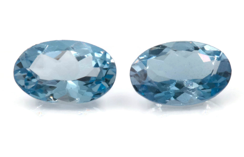 Natural Aquamarine Pair Gemstone Pair Loose Gemstone Faceted Oval DIY Jewelry Supplies 6x4mm, 0.82ct SKU: 00111153-Aquamarine-Planet Gemstones