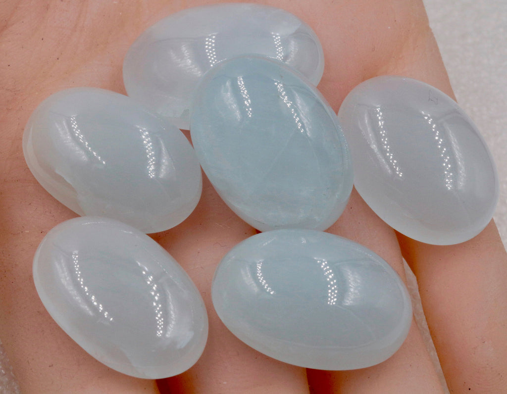 Natural Aquamarine Aquamarine Gemstone Milky Aquamarine march birthstone genuine aquamarine cabochon aquamarine 25x18mm DIY jewelry supplies-Aquamarine-Planet Gemstones