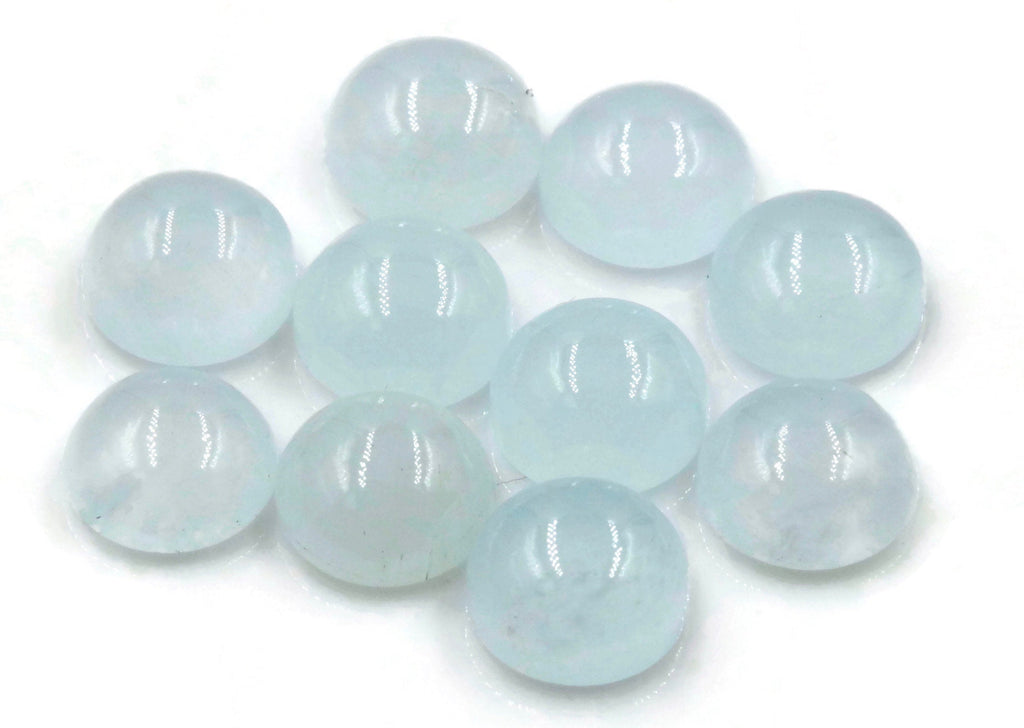 Natural Aquamarine Aquamarine Gemstone Milky Aquamarine march birthstone genuine aquamarine cabochon aquamarine 8mm DIY jewelry supplies-Aquamarine-Planet Gemstones