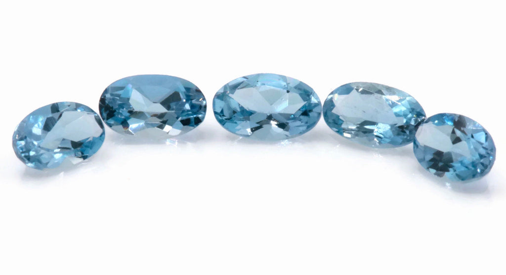 Natural Aquamarine Loose Gemstone DIY Jewelry Supplies 5PCS SET 5x3mm, 1ct SKU: 00111150-Aquamarine-Planet Gemstones