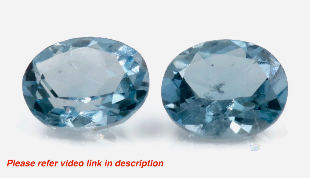 Natural Aquamarine Aquamarine pair loose aquamarine oval aquamarine faceted oval aquamarine pair 5x4mm, 0.64ct-Aquamarine-Planet Gemstones