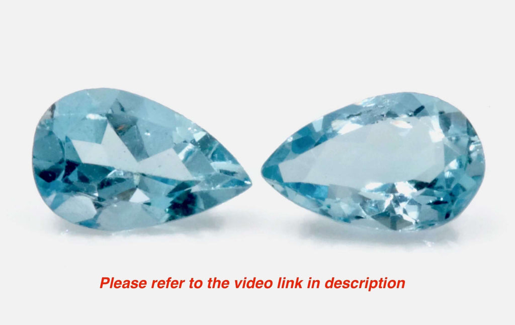 Aquamarine Natural Aquamarine March Birthstone DIY Jewelry Supplies Aquamarine Gemstone Blue Aquamarine Pear shape 2PCS SET 6x4mm, 0.72ct-Aquamarine-Planet Gemstones