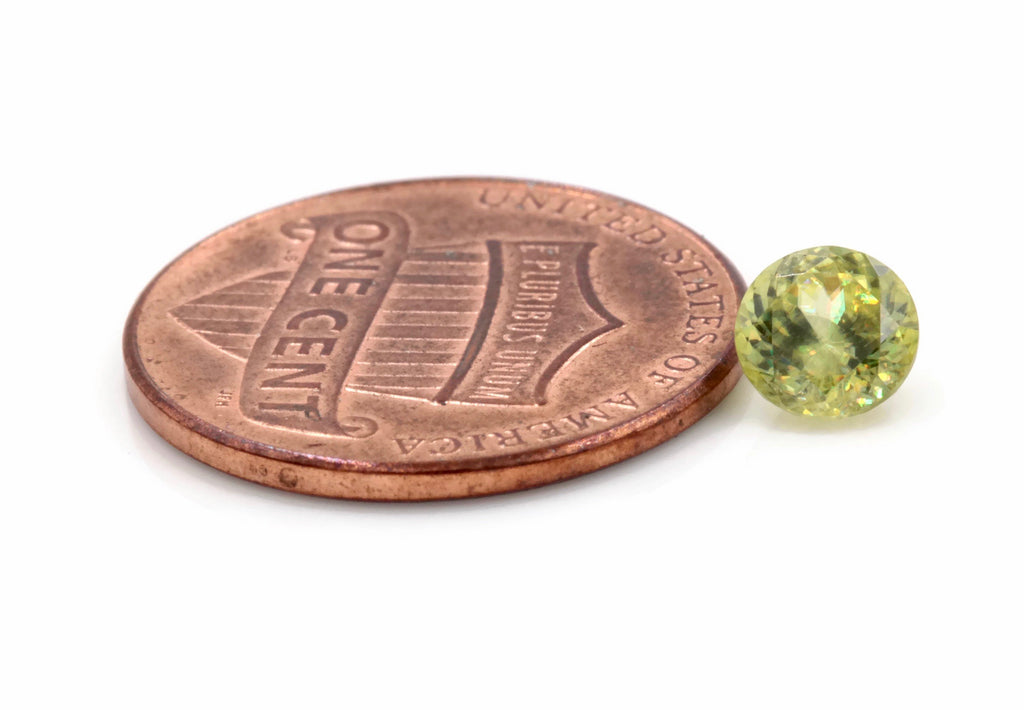 Natural Sphene Titanite Sphene Green Sphene Titanite Sphene Gemstone Green Titanite Faceted Sphene 5.5mm Round Sphene Loose Stone 0.70ct-Planet Gemstones